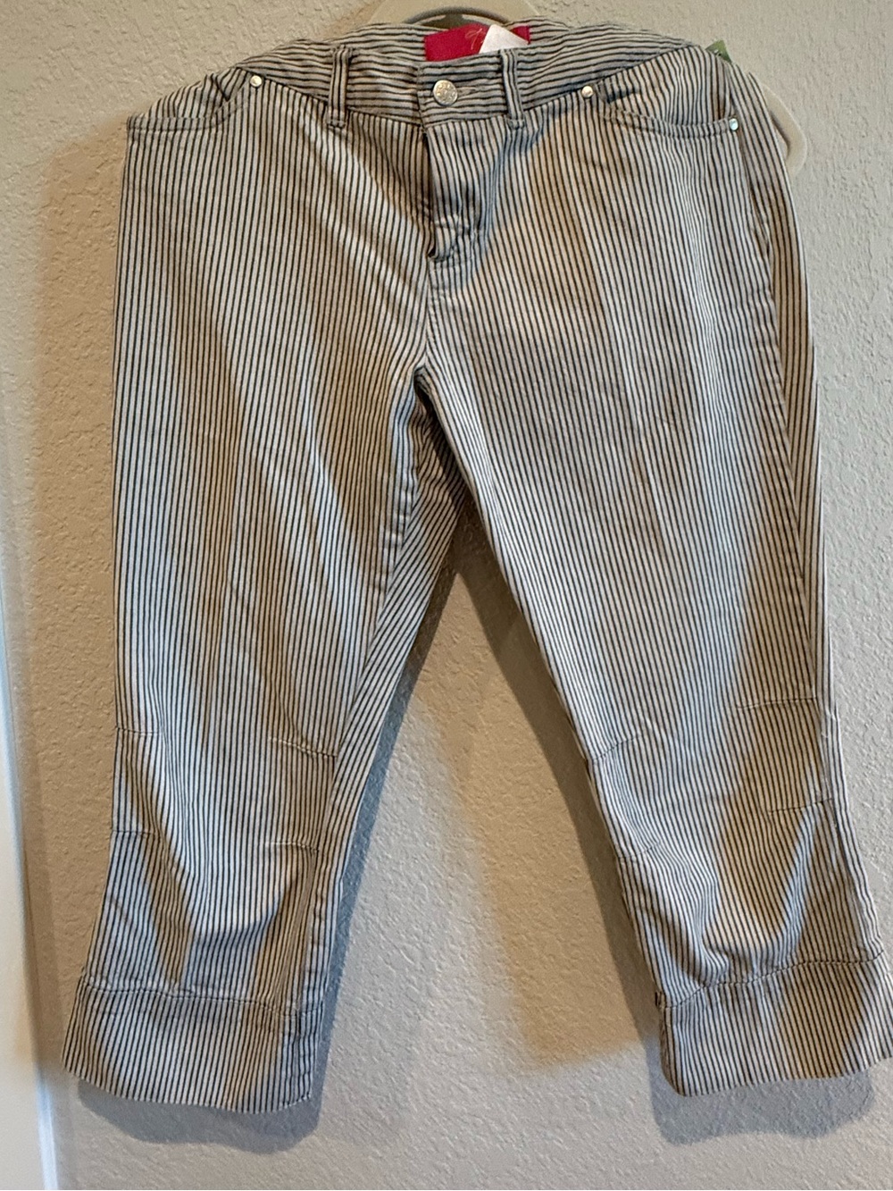 Thalia Sodi Pinstripe Capri Cropped Jeans Pants Size 3/4